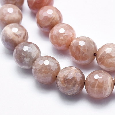 Electroplate Natural Sunstone Beads Strands G-K256-17-10mm-1
