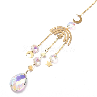 Faceted Glass Sun Catcher Pendant Decorations LS-AJEW-A037-13G-1