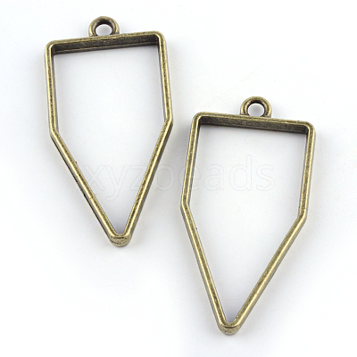 Rack Plating Alloy Polygon Open Back Bezel Pendants PALLOY-S047-10F-FF-1