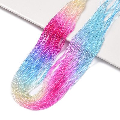 Transparent Gradient Color Glass Beads Strands GLAA-G101-2mm-11-1