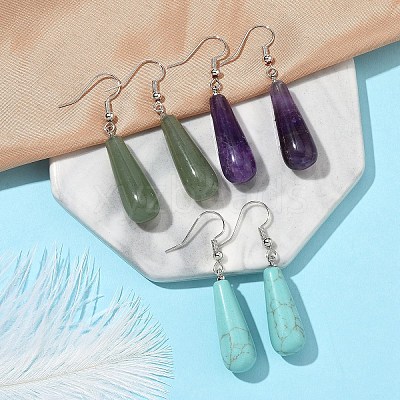 3 Pairs 3 Style Brass Teardrop Dangle Earrings EJEW-YW0001-11B-1