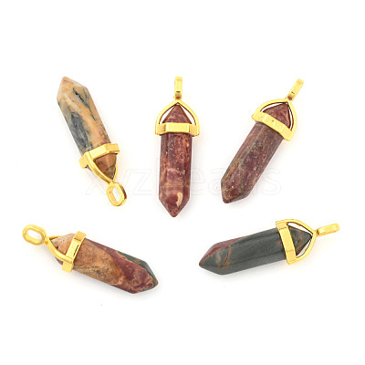 Natural Polychrome Jasper/Picasso Stone/Picasso Jasper Bullet Double Terminated Pointed Pendants G-G902-B26-1