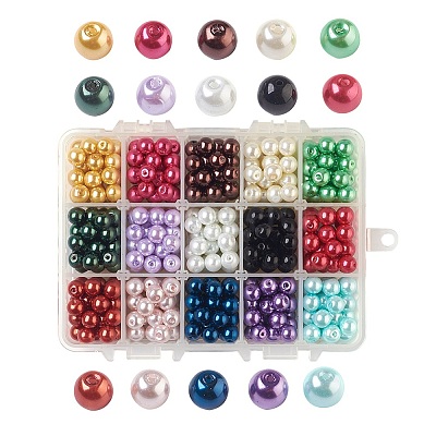 15 Color Glass Pearl Beads HY-X0008-8mm-1