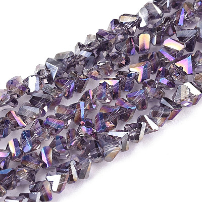 Electroplate Transparent Glass Beads Strands GLAA-N021-4mm-01-1