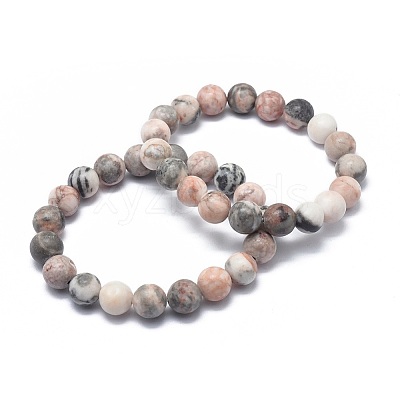 Natural Zebra Jasper Bead Stretch Bracelets X-BJEW-K212-B-035-1