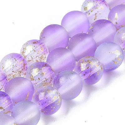 Frosted Spray Painted Glass Beads Strands X-GLAA-N035-03B-C11-1