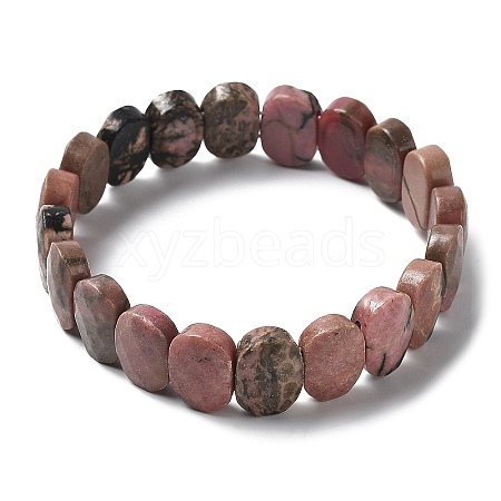 Natural Rhodonite Beaded Stretch Bracelet G-E010-01-08-1