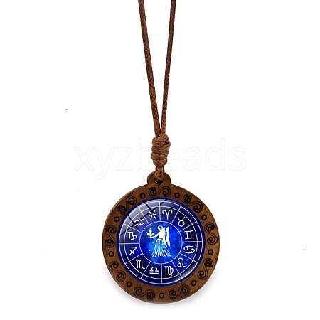 Wooden Glass Pendant Necklace PW-WGCA862-01-1