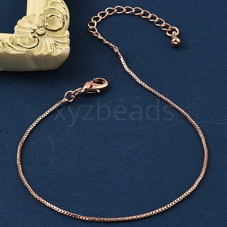 Rack Plating Brass Box Chain Bracelets for Women BJEW-G735-02RG-1