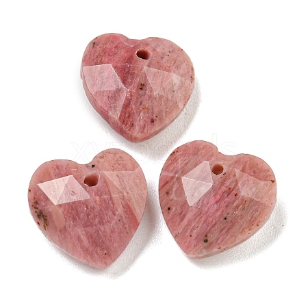 Natural Rhodonite Faceted Heart Charms G-G123-01J-1