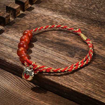 Nylon Braided Bead Bracelets for Women Men BJEW-JB11361-02-1