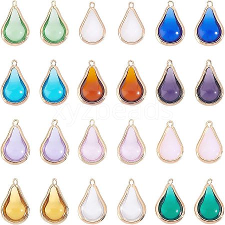 SUPERFINDINGS 24Pcs 12 Color Transparent Glass Pendants GLAA-FH0001-41-1