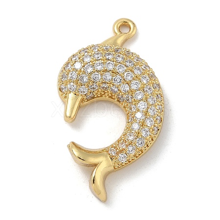 Rack Plating Brass Micro Pave Cubic Zirconia Pendants KK-G515-40G-01-1