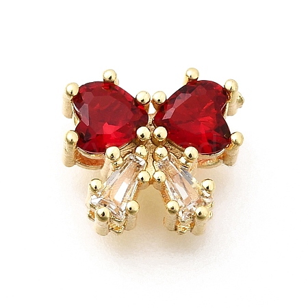 Bowknot Brass Micro Pave Cubic Zirconia Beads KK-Z156-20G-01-1