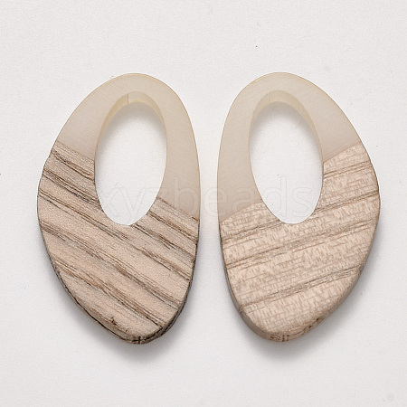 Transparent Resin & Wood Pendants X-RESI-S384-005A-C01-1