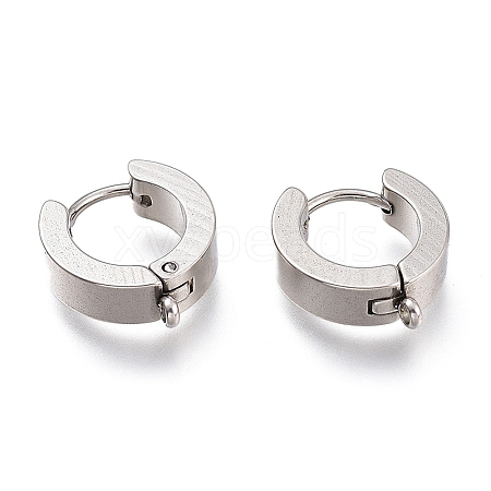 201 Stainless Steel Huggie Hoop Earrings Findings X-STAS-A167-01B-P-1