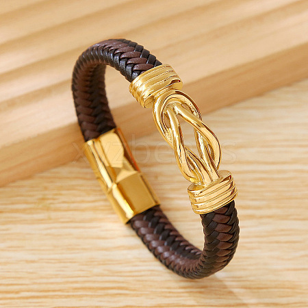 PU Leather Braided Round Cord Bracelet PW-WG9B3DE-03-1