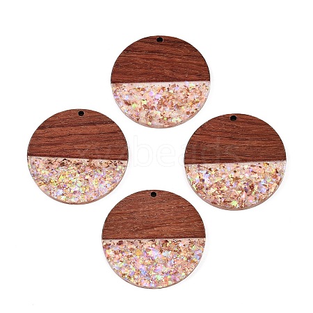 Epoxy Resin & Walnut Wood Pendants RESI-T057-10B-1