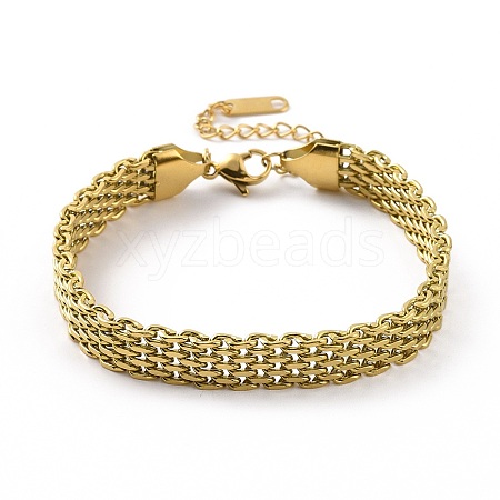 304 Stainless Steel Mesh Chain Bracelet for Men Women BJEW-P286-02G-1