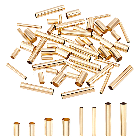   60Pcs 4 Styles Brass Tube Beads KK-PH0002-31G-1