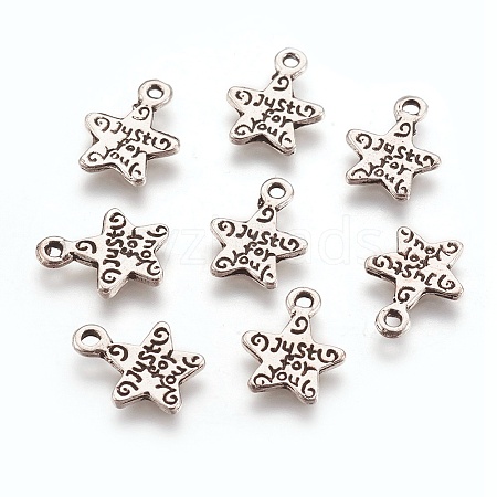 Gift Ideas for Men On Valentines Day Tibetan Style Alloy Star Carved Word Just for You Message Charms LS-LF1272Y-1