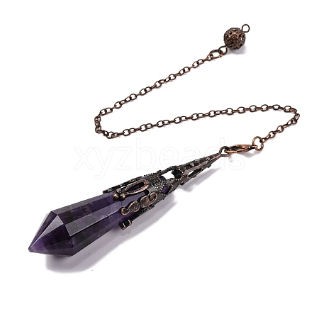 Natural Amethyst Pointed Dowsing Pendulum Big Pendants G-H285-06R-A04-1