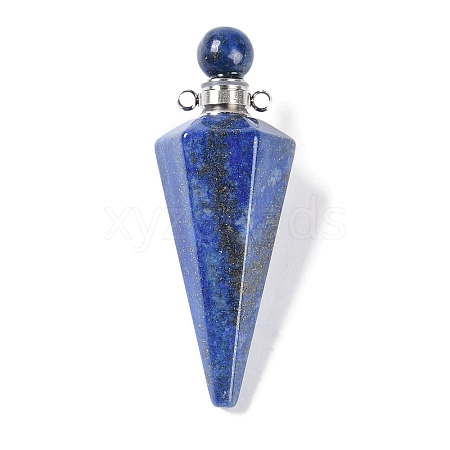 Dyed Natural Lapis Lazuli Faceted Cone Openable Perfume Bottle Big Pendants G-L524-18P-09-1