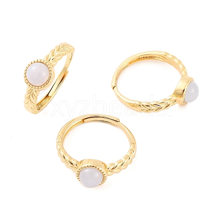 Round Natural Blue Lace Agate Adjustable Rings LS-RJEW-Q817-03G-03-1