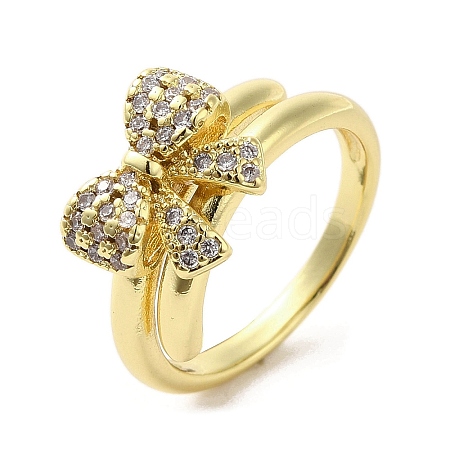 Rack Plating Brass Micro Pave Cubic Zirconia Finger Ring RJEW-C072-33C-G-1