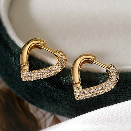Brass Micro Pave Clear Cubic Zirconia Hoop Earrings for Women EJEW-A110-05G-1