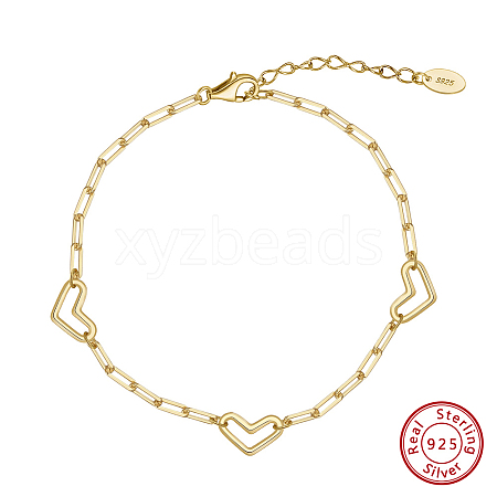 925 Sterling Silver Heart Link Chain Bracelets STER-P065-01G-1