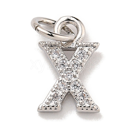 Initial Letter Brass with Cubic Zirconia Charms KK-Q814-26X-P-1