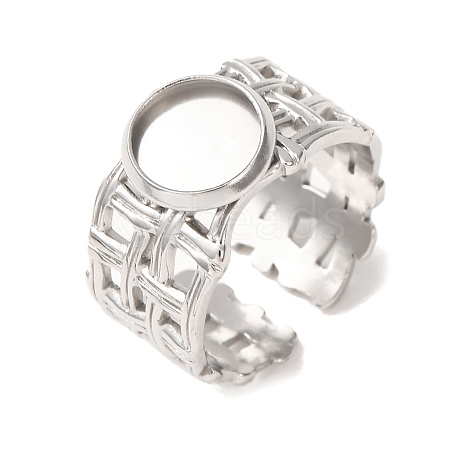 Woven Bezel 304 Stainless Steel Cuff Ring Components SA-CBAD8FA-01P-01-1
