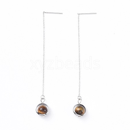 Natural Tiger Eye Dangle Earrings EJEW-JE03591-02-1