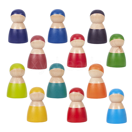 Rainbow Wooden Peg Dolls WOOD-WH0098-53-1