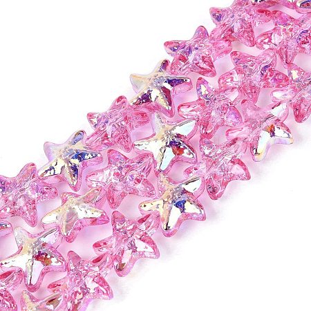 Electroplate Transparent Glass Beads Strands EGLA-Q136-01A-13-1