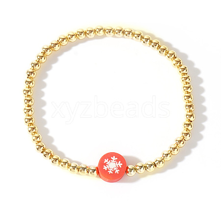 Christmas Brass Beaded Stretch Bracelets DP1194-2-1