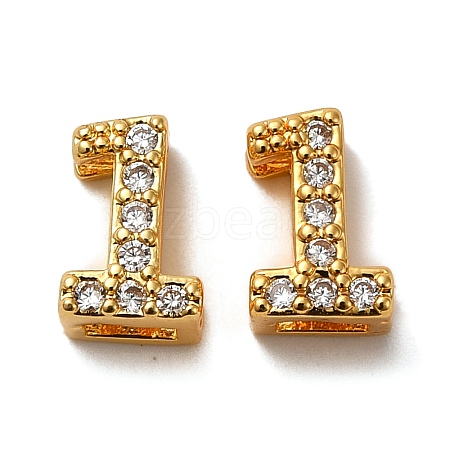 Rack Plating Number Brass Micro Pave Clear Cubic Zirconia Silde Charms KK-A231-13B-1