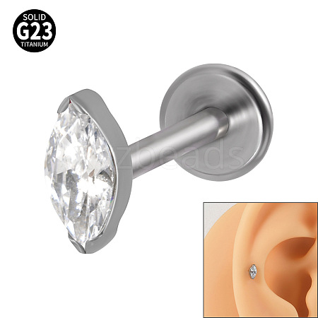 G23 Titanium Cubic Zirconia Horse Eye 17 Gauge Threadless Labrets for Women Men WG9E7C9-14-1