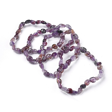 Natural Auralite Bead Stretch Bracelets BJEW-K213-63-1