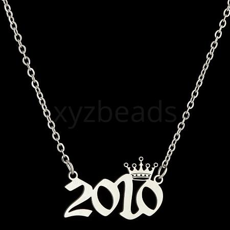 Crown Birth Year 201 Stainless Steel Pendant Necklaces for Women FS-WG4E8F2-71-1