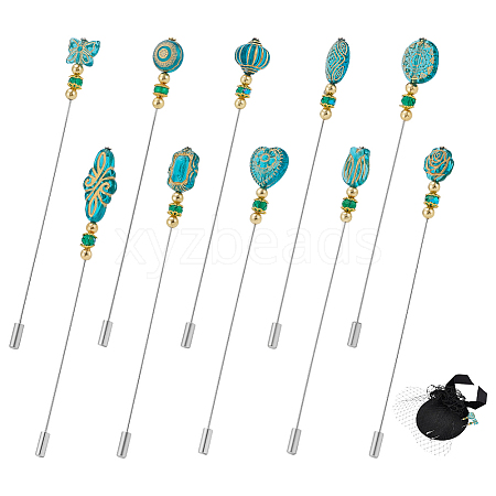 10Pcs Brass Brooches AJEW-PH01694-1