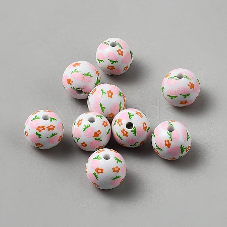 Printed Wood Beads WOOD-TAC0019-13-1