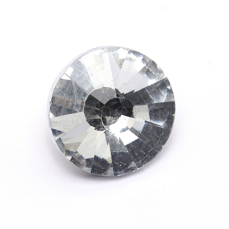 Glass Rhinestone Button BUTT-WH0015-21E-01-1