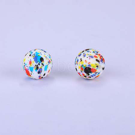 Printed Round Silicone Focal Beads SI-JX0056A-29-1