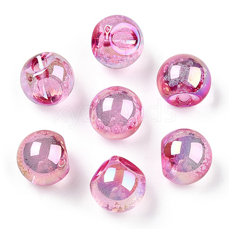 UV Plating Rainbow Iridescent Acrylic Beads OACR-G012-04A-1