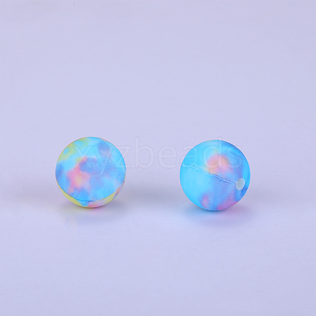 Printed Round Silicone Focal Beads SI-JX0056A-32-1