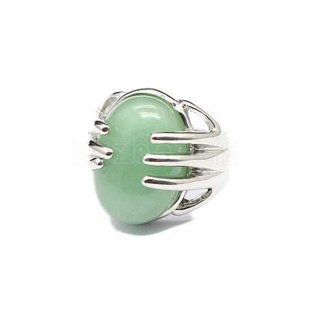 Oval Natural Aventurine Adjustable Rings PW-WG2A004-03-1