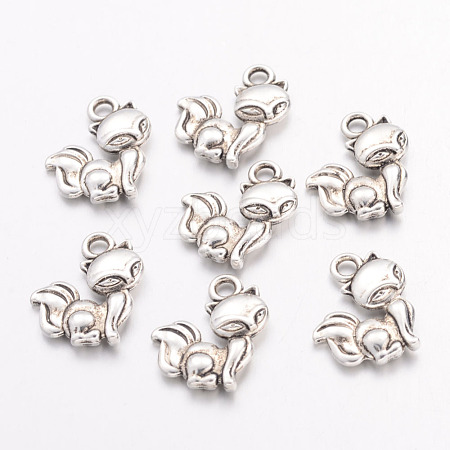 Tibetan Style Alloy Fox Charms X-PALLOY-ZN60070-AS-RS-1