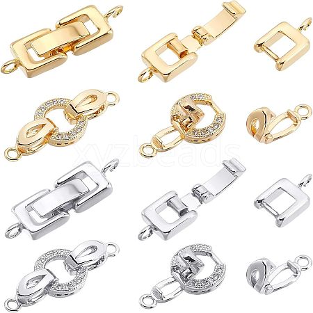 SUPERFINDINGS 8 Sets 2 Style Brass Fold Over Clasps KK-FH0002-20-1